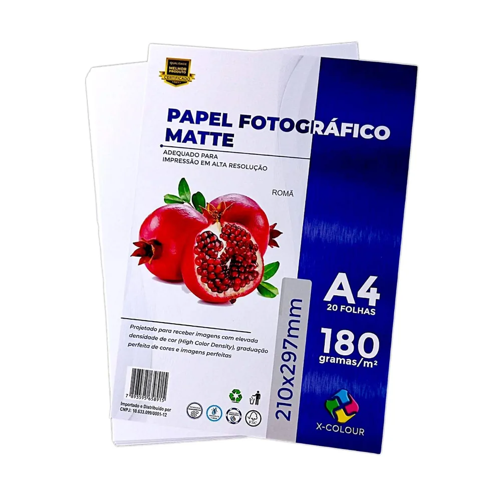 Papel Fotográfico Matte A4 180 g — 20 folhas