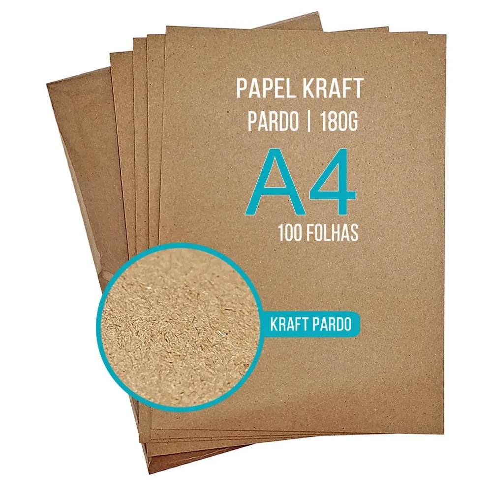 Papel Kraft Pardo A4 180 g — 100 folhas